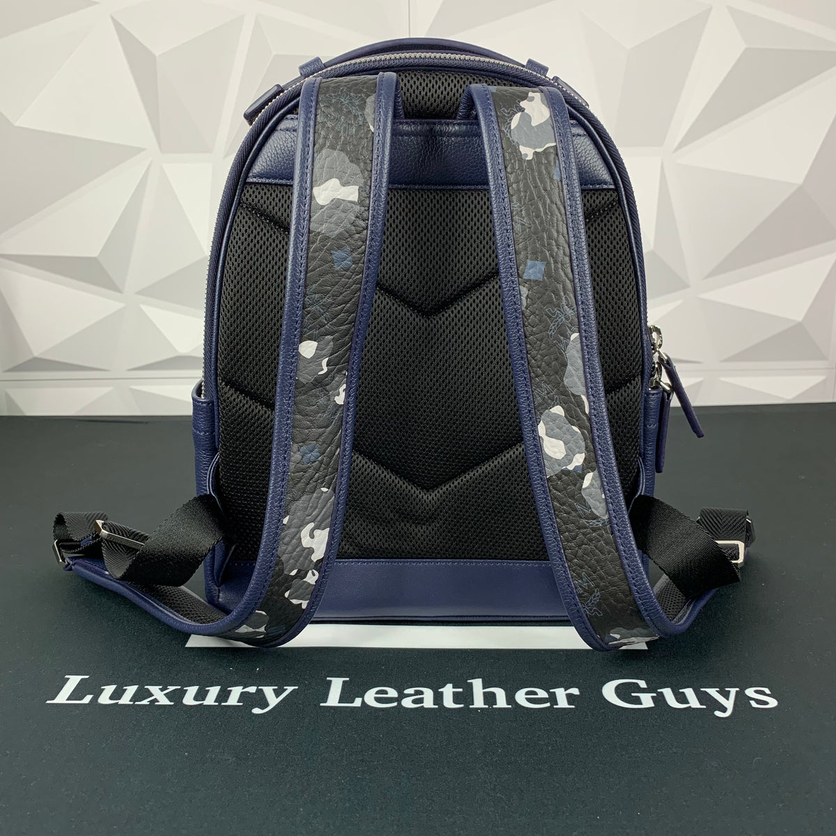 MCM Small Visetos Navy/Black Camo Backpack – Luxury Leather Guys